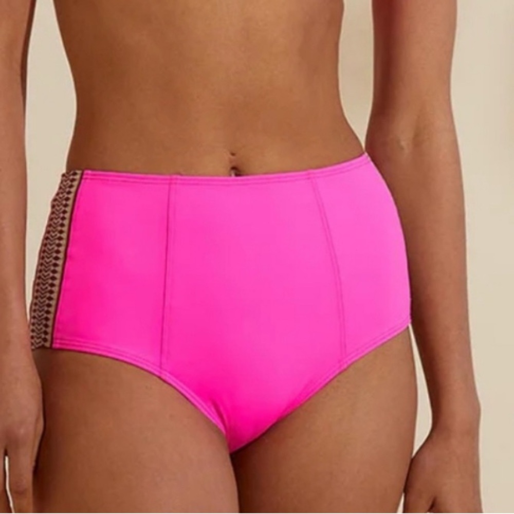🔥 Lemlem High-Waisted Pink Bikini Bottoms. NWT. Hot pink! Medium. - Picture 7 of 9